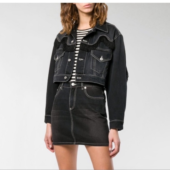 Ganni Rienzi Cropped Fringe Denim Jacket Washed
Black Size 36 Small - Picture 15 of 16